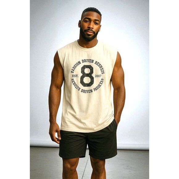 Mens Elev8tion XXL Sleeveless T-Shirt With Motivational Graphic Print - Picture 1 of 7